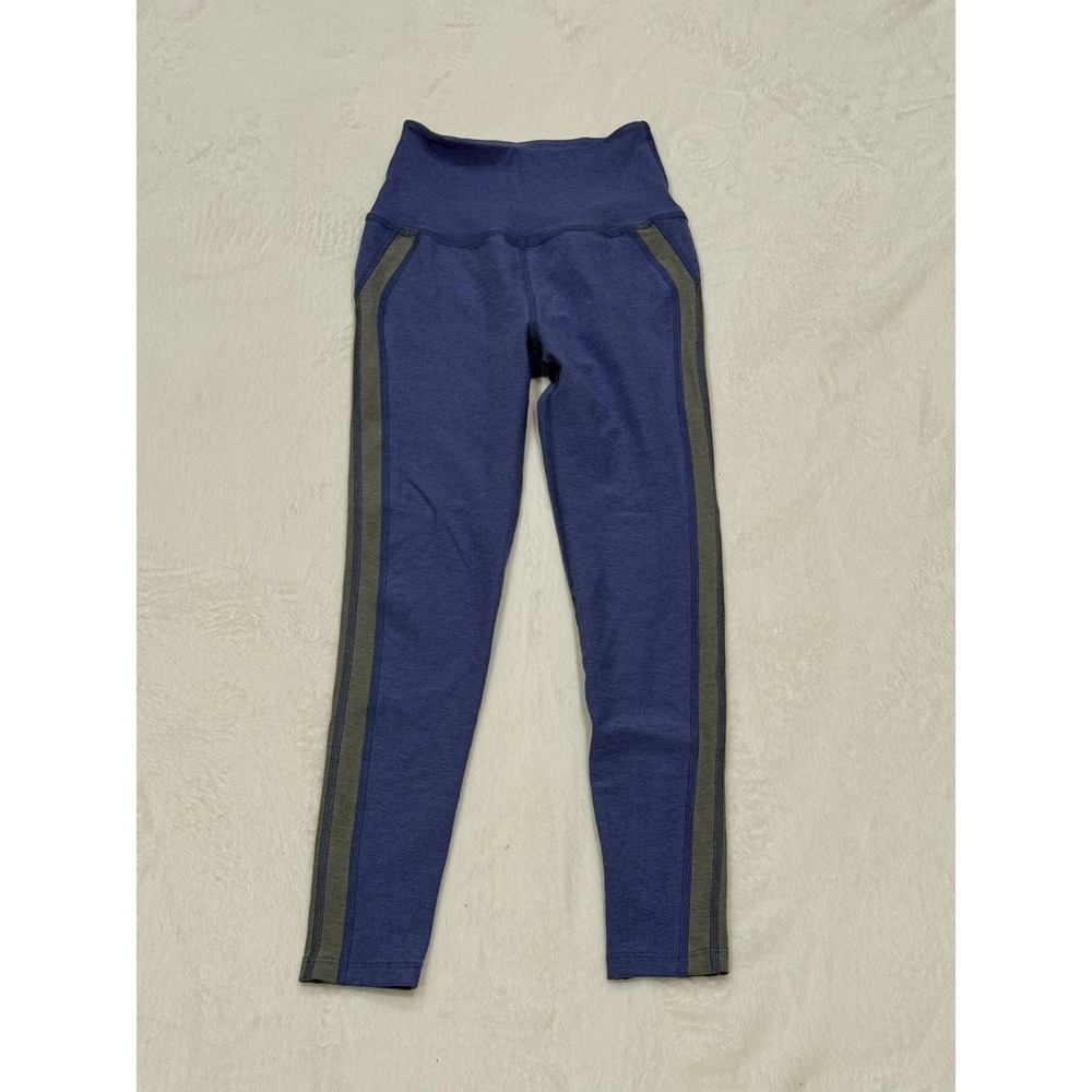 Beyond Yoga Women Purple Heathered High Waisted Side Stripe Leggings Small